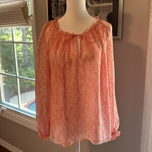 DVF silk blouse.  Size 4.  Lined.  Color:  coral